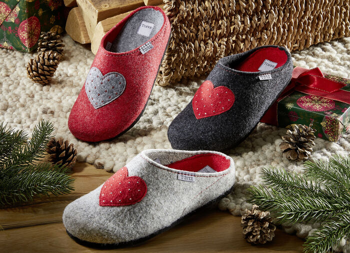 Pantoffel met bovenwerk van wolvilt LICHTGRIJS