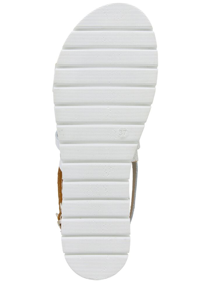 ELENA EDEN sandaal van gedeeltelijk nappaleer met reptielreli&euml;f WIT-ZILVER