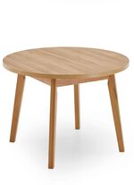 Ronde eettafel met uitschuifbaar blad en massief houten onderstel 