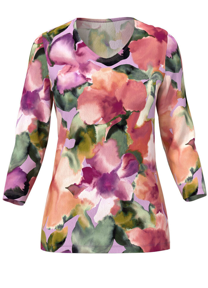 Trui in fijngebreide bloemenprint 