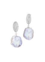 Oorbellen met Keshi-parels en synthetische zirkonia 