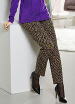 Broek met glanzende gekleurde inkjetprint 