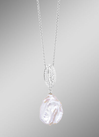 Hanger met Keshi-parels en synthetische zirkonia 