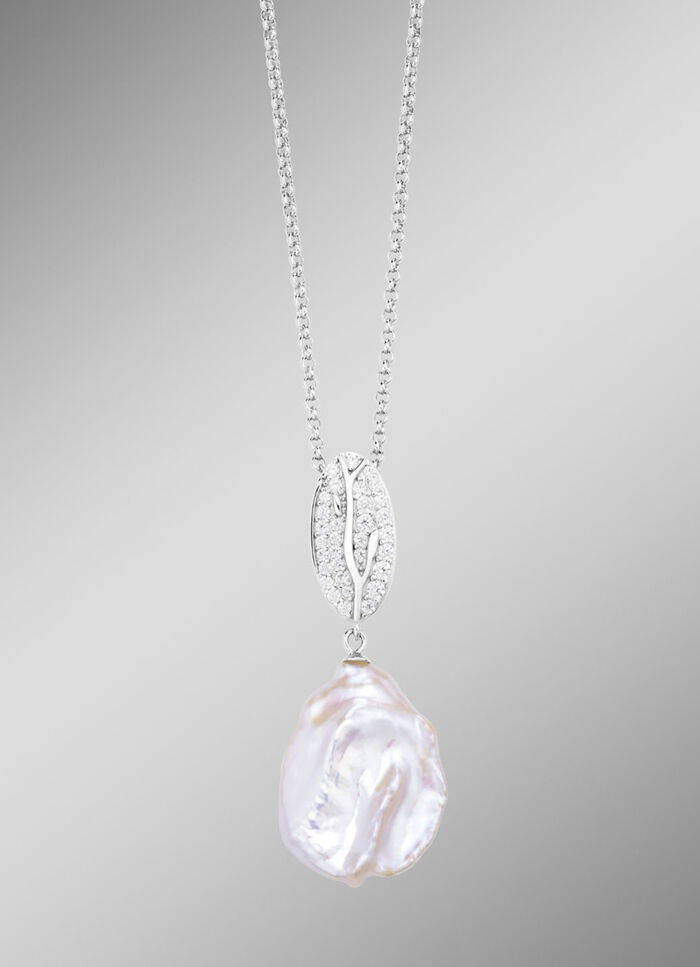 Hanger met Keshi-parels en synthetische zirkonia 