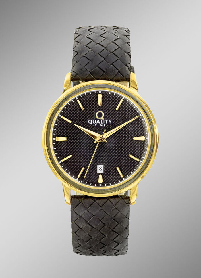 Herenhorloge met vergulde metalen kast 