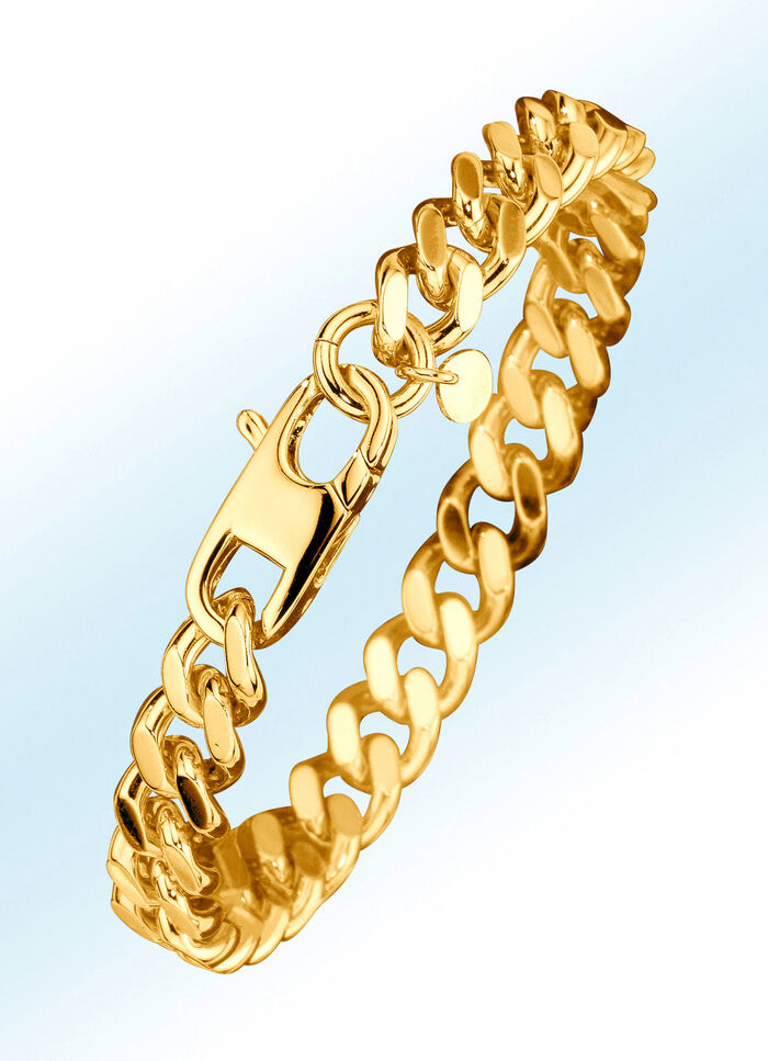 Volledig massieve pantserketting-armband, messing, verguld 