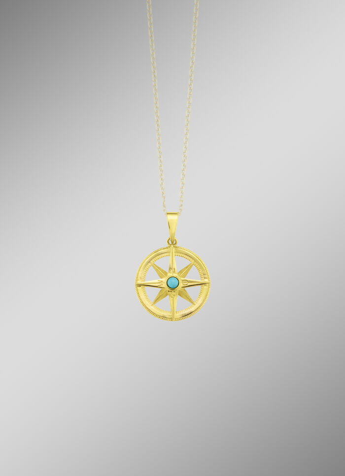 Chique kompashanger met geconserveerd. Turquoise 