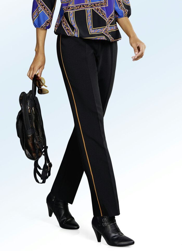 Broek met trendy contrasterende sierbies 