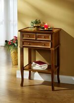 Bijzettafel met schuiflades en metalen handgrepen 