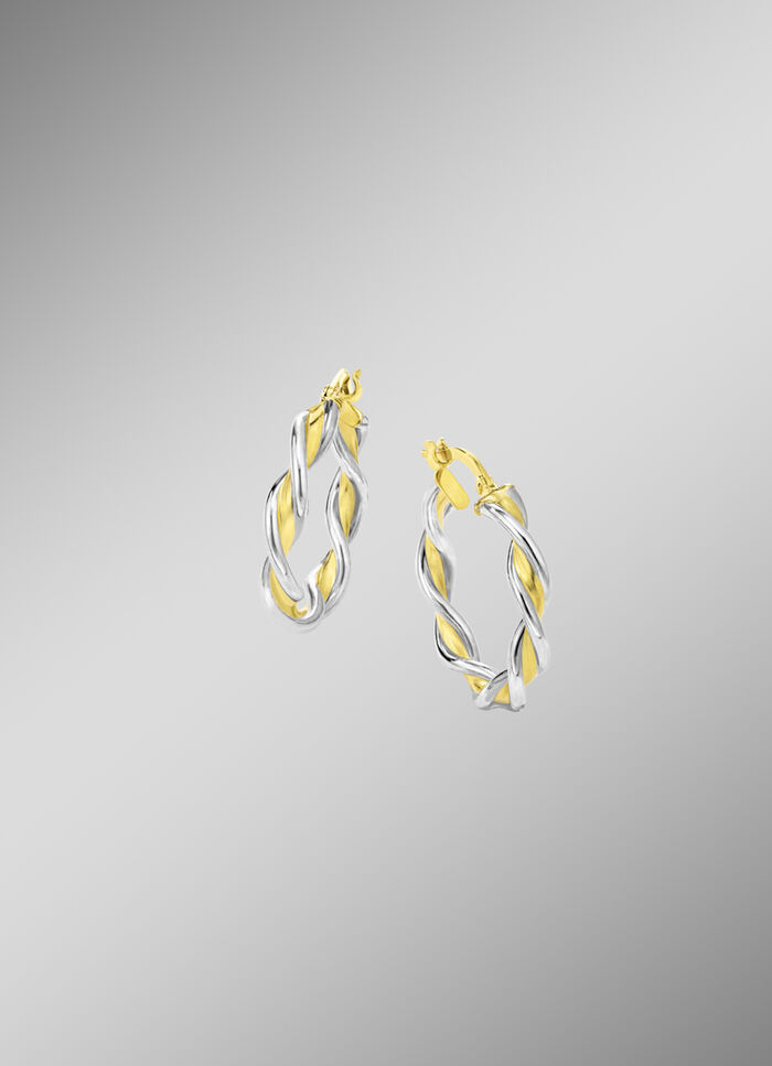 Gedraaide oorringen in twee kleuren 