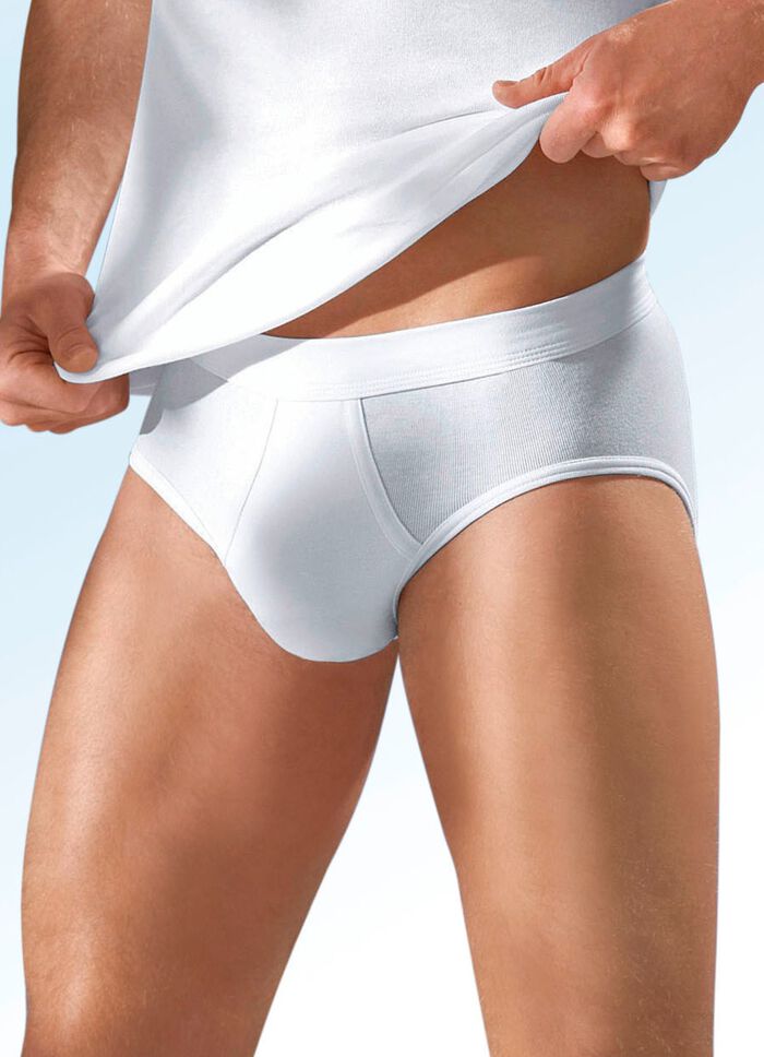 Schiesser drietal onderbroeken van fijnribstof met elastische tailleband, wit 
