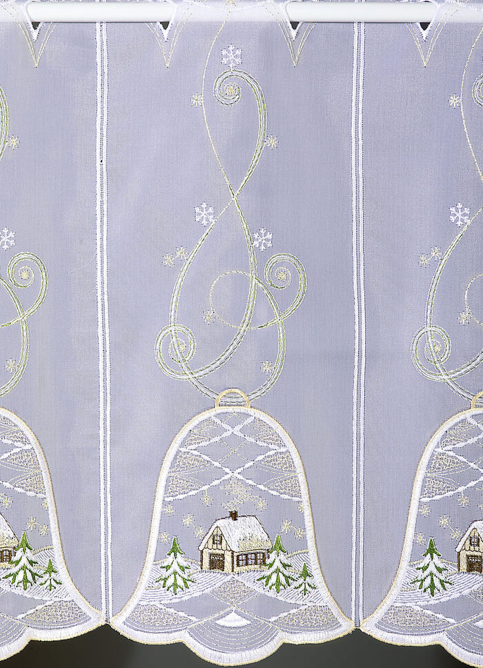 Korte vitrage met echt Plauener kant 