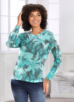 Trui in zachte vloeiende kwaliteit Turkoois-MEERKLEURIG