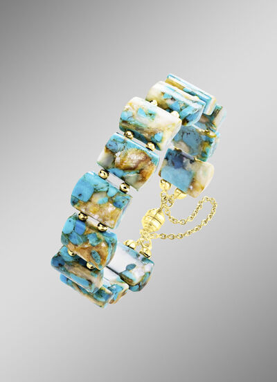 Armband met bewaard turkoois en bewaard parelmoer 