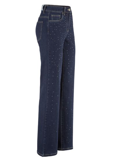 Luxe jeans met decoratieve strassversiering 