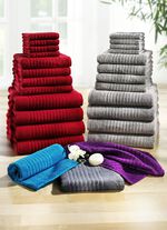 12-delige badhanddoekenset met boorden en ophanglusje 