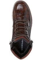 Waldl&auml;ufer enkellaarzen van nappaleer met krokodillenreli&euml;f BRUIN