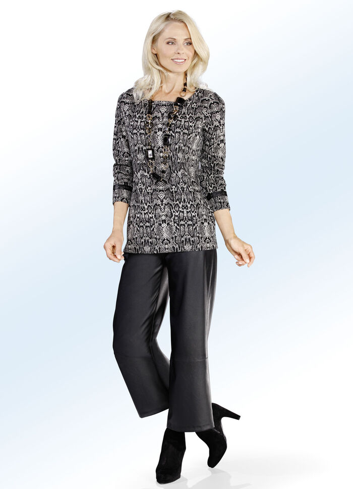 Broek van zacht imitatie-nappaleder ZWART