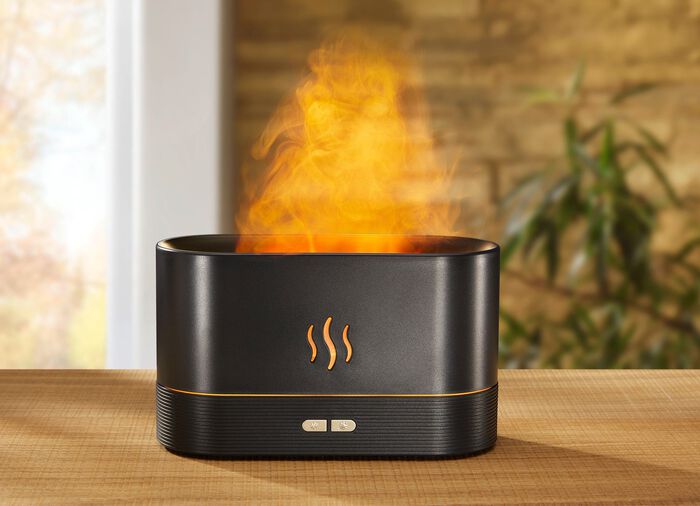 Luchtbevochtiger met vlameffect voor een gezellige woonsfeer ZWART
