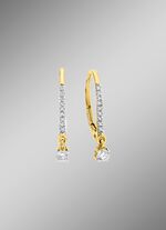 Elegante oorbellen met 2 briljant geslepen diamanten en 18 diamanten 