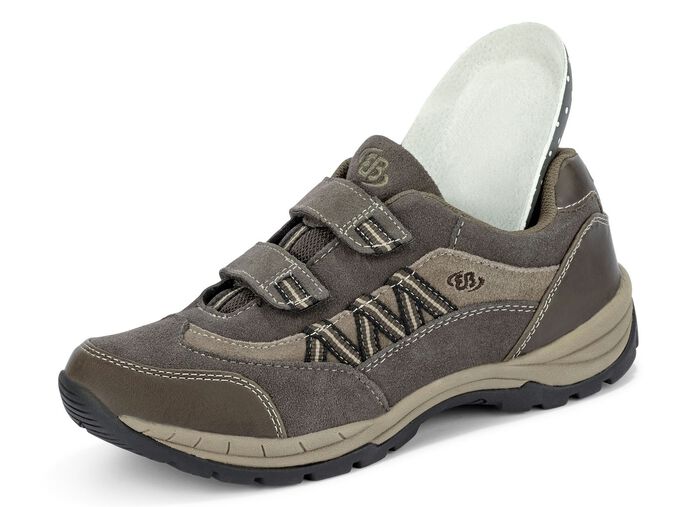 Sportieve herenpantoffels met uitneembaar voetbed TABAK-TAUPE