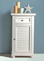 Gedeeltelijk massieve commode, 1 deur, in antiek wit 