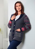 Cardigan in een mix van patronen MARINE-ROOD-CR&Egrave;ME