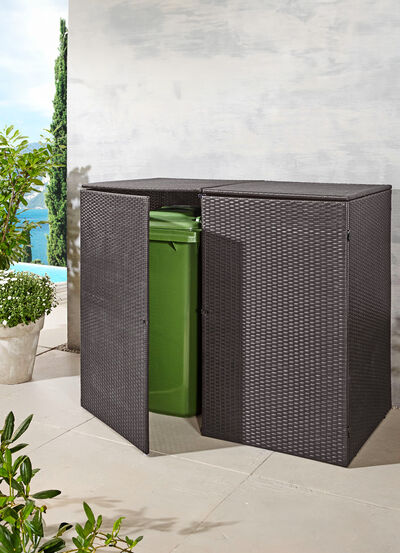 Dubbele vuilnisbakkast met weerbestendig kunststof gaas 