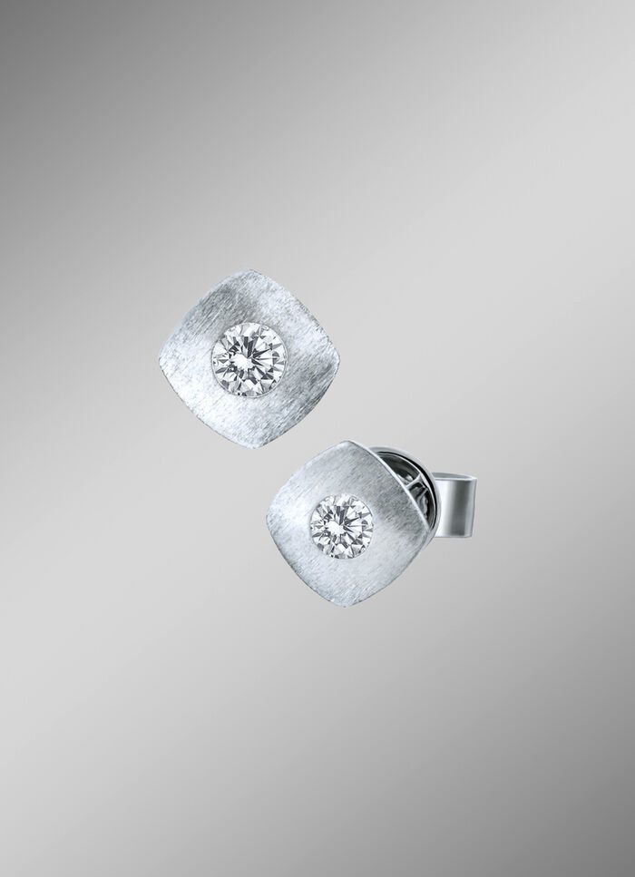 Oorbellen van platina, met 2 loepzuivere briljanten 