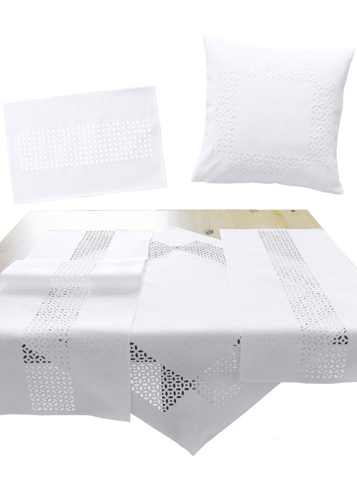 Tafelkleed met decoratieve perforaties WIT