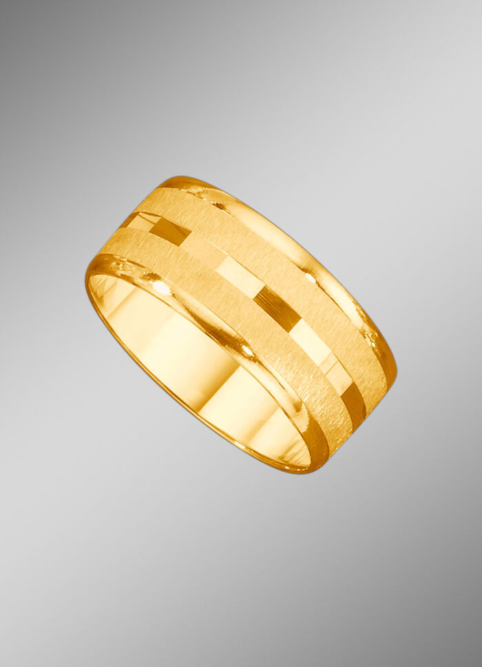 Gesatineerde trouwring met glanzende rand 