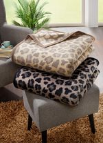 slaapdeken met velours rand BEIGE-BRAUN