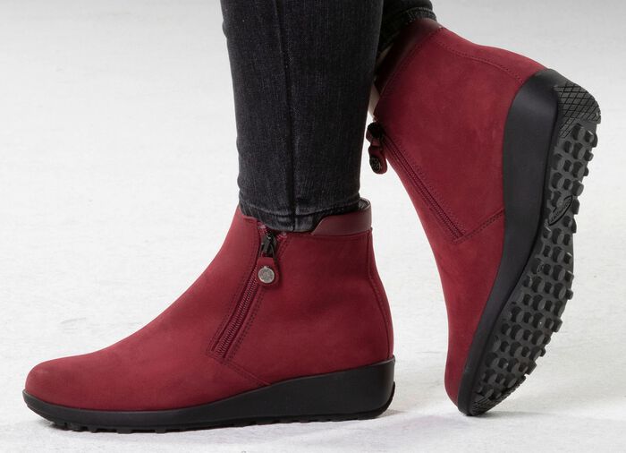 ELENA EDEN enkellaarzen met nappaleren bekleding RUBY RED