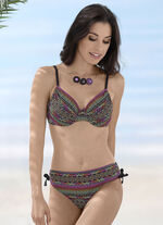 Bikini met beugel, cuploos, kan aan de zijkant aangerimpeld worden 