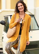 Lang vest met Ajour dessin SAFRAAN