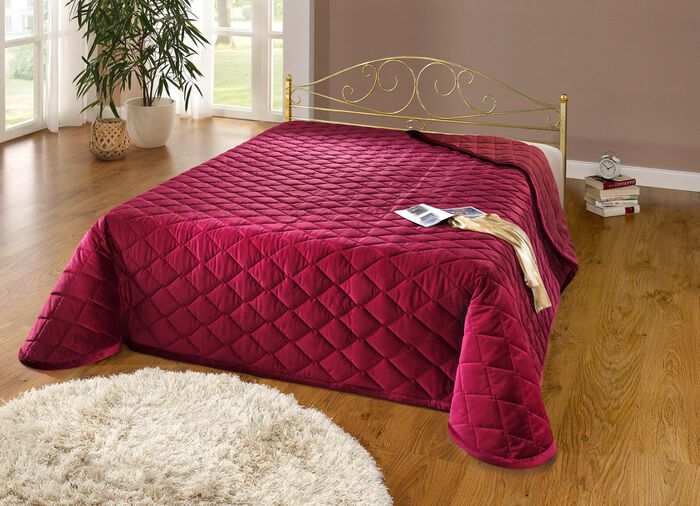 Spreien en kussenslopen in een elegante fluwelen look BORDEAUX