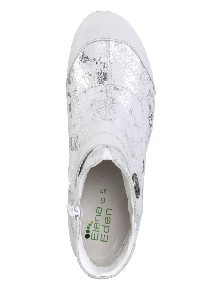 ELENA EDEN, elegante dames enkellaarsjes, breedte G, met uitneembaar voetbed IJSGRIJS-ZILVER