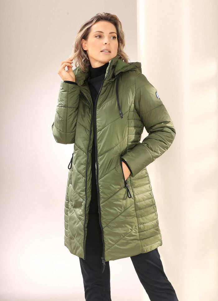 Korte mantel met 2-wegrits KAKI