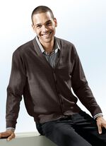 Cardigan in 3 kleuren met V-hals BRUIN GEMÊLEERD