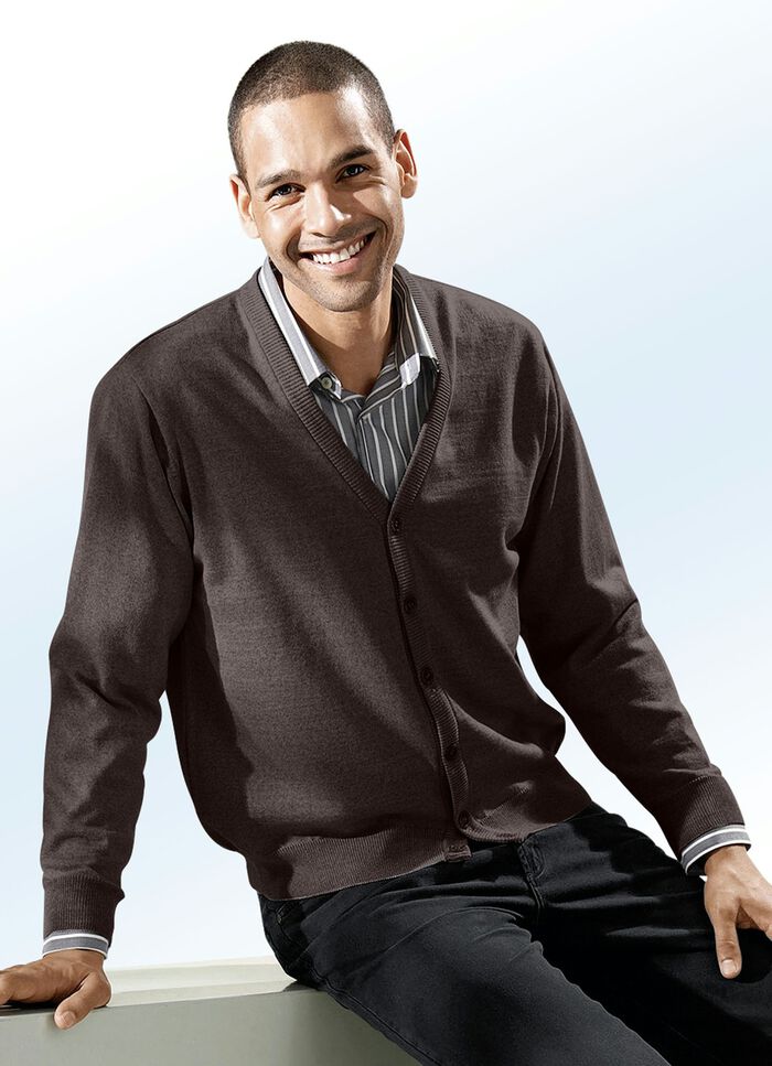 Cardigan in 3 kleuren met V-hals BRUIN GEMÊLEERD