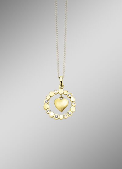 Hanger met lief hartje en zirkonia 