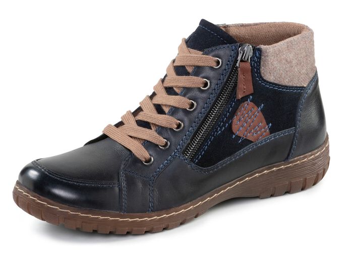 ELENA EDEN veterbootie gemaakt van een mix van leer en materialen 