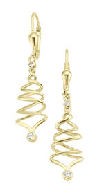 Moderne, gebogen oorbellen met synth. zirkonia 