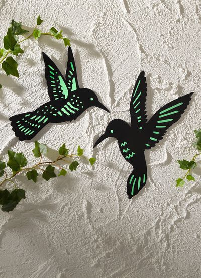 Wanddecoratie "Kolibrie", glow-in-the-dark, set van 2 