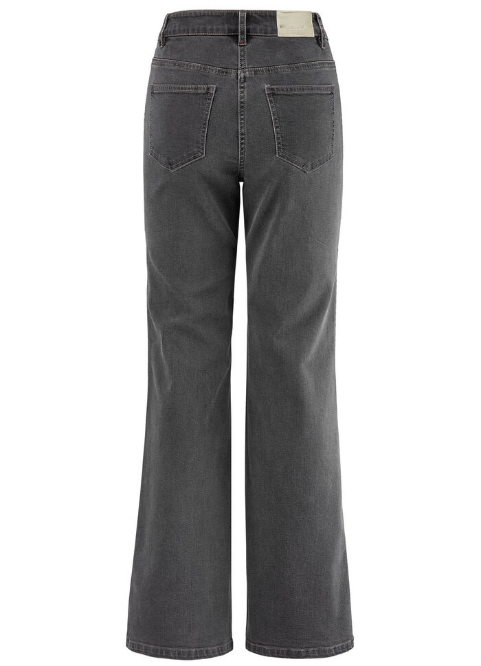 Jeans met decoratieve stiksels in etnische stijl GRIJS