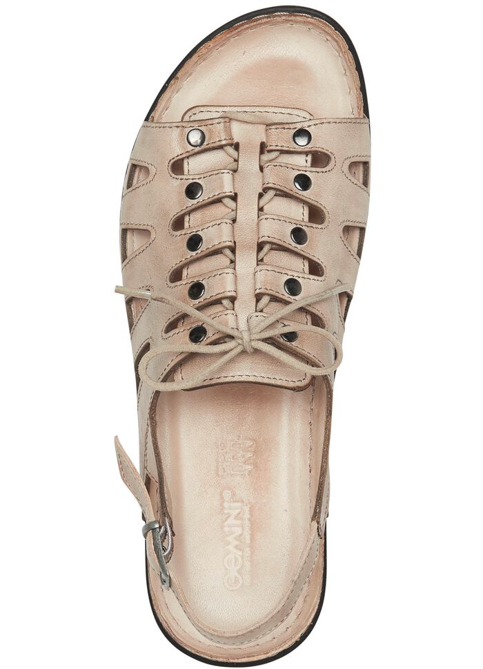 Gemini sandaal met elastische decoratieve vetersluiting BEIGE