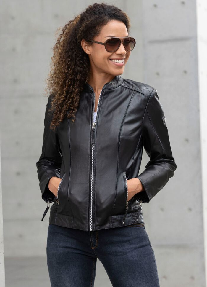 Kort leren jasje van &ldquo;Cabrini&rdquo; 