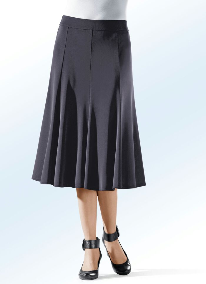 rok met 8 panelen en klokkende, zwierige zoom DONKERGRIJS