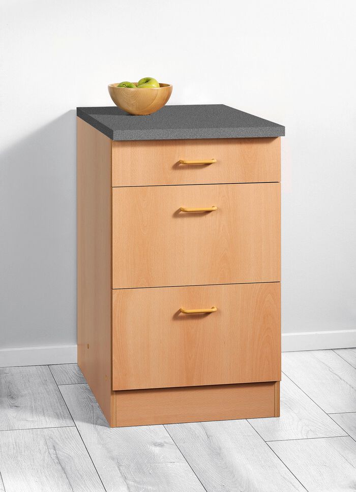 Onderkast met 1 lade en 2 uitschuifbare delen BEUKEN