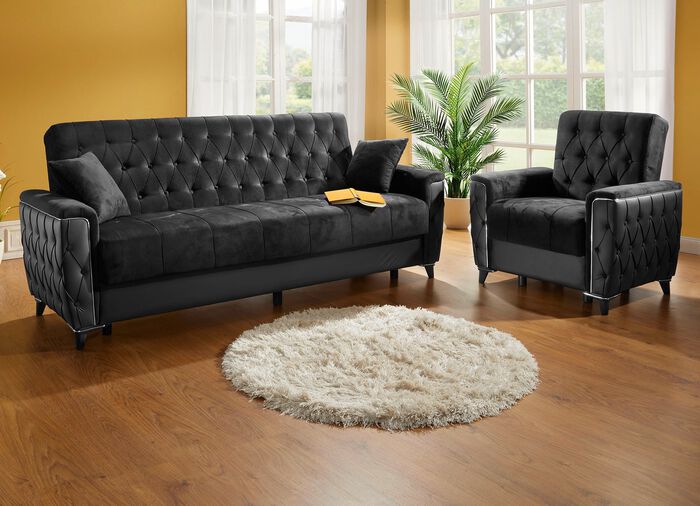 Gestoffeerd meubilair met bedkast en ligfunctie 